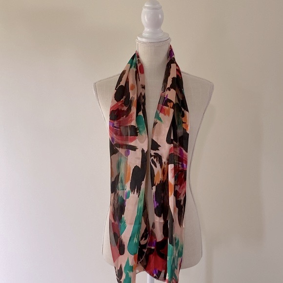 Satin stripe lightweight multi color paint 🎨 fashion scarf design silk feel - Picture 5 of 13